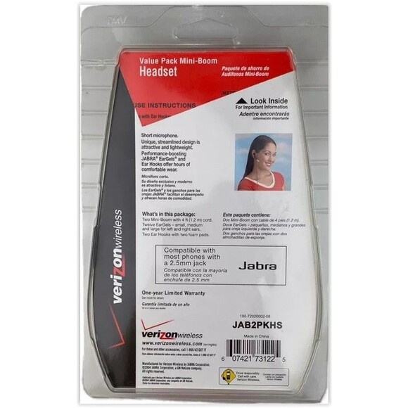 Vintage Verizon Wired Earbuds Jabra Mini-Boom 2.5mm Jack Short Microphone NIB - Picture 11 of 12